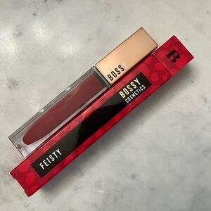 New NWT Bossy Cosmetics FEISTY Power Woman Essentials Lip Gloss Red Makeup